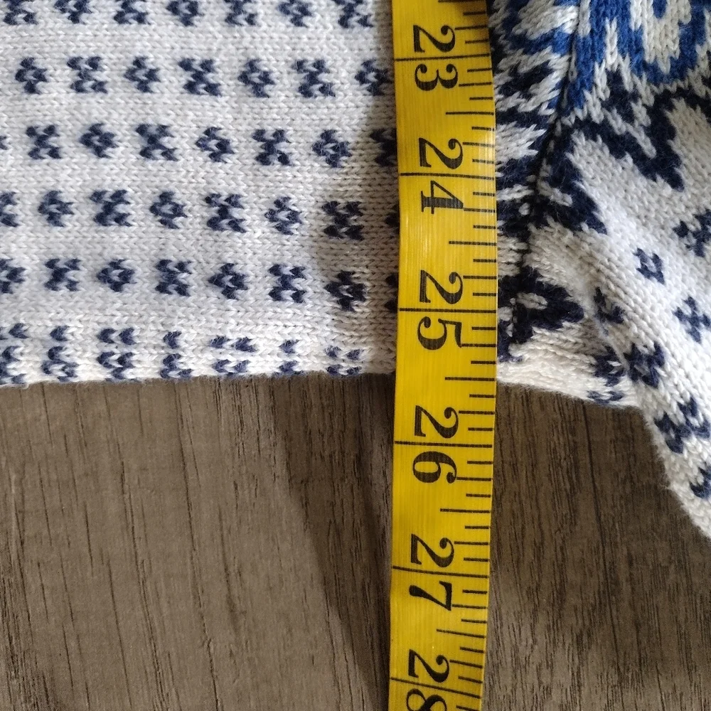 J. Crew Sweater Men's XL Fair Isle Cotton Snowflake Skiing Winter Blue BL173
